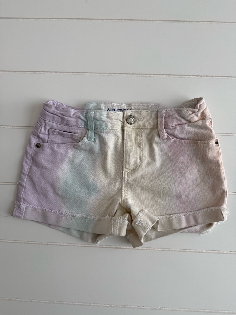 Arizona Jean Company Girls' Pastel Tie-Dye Shorts - Lavender, Mint, Cream